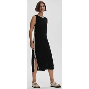 Sleeveless Black Midi Dress with Contrast Trim